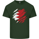 Torn Bahrain Flag Bahraini Day Football Mens Cotton T-Shirt Tee Top Forest Green