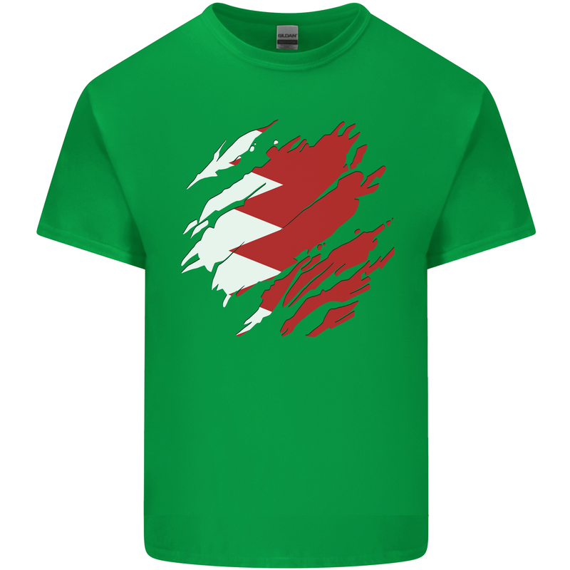 Torn Bahrain Flag Bahraini Day Football Mens Cotton T-Shirt Tee Top Irish Green
