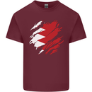 Torn Bahrain Flag Bahraini Day Football Mens Cotton T-Shirt Tee Top Maroon