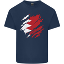Torn Bahrain Flag Bahraini Day Football Mens Cotton T-Shirt Tee Top Navy Blue