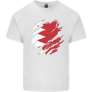 Torn Bahrain Flag Bahraini Day Football Mens Cotton T-Shirt Tee Top White