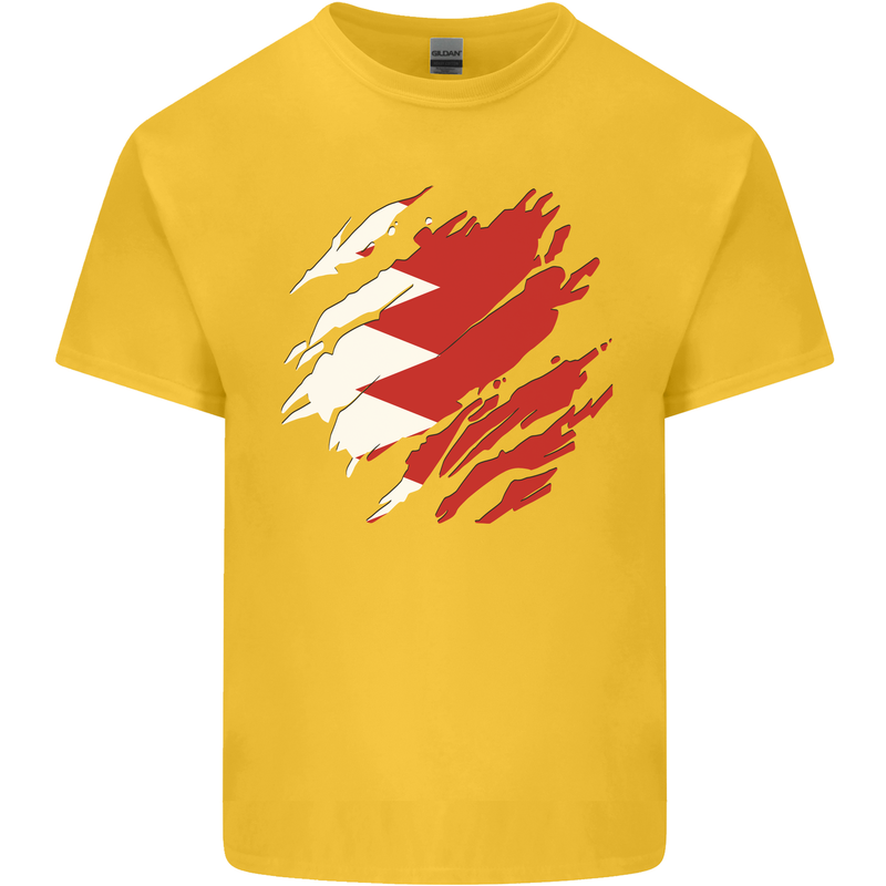 Torn Bahrain Flag Bahraini Day Football Mens Cotton T-Shirt Tee Top Yellow