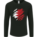 Torn Bahrain Flag Bahraini Day Football Mens Long Sleeve T-Shirt Black