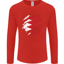 Torn Bahrain Flag Bahraini Day Football Mens Long Sleeve T-Shirt Red