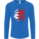 Torn Bahrain Flag Bahraini Day Football Mens Long Sleeve T-Shirt Royal Blue