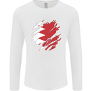 Torn Bahrain Flag Bahraini Day Football Mens Long Sleeve T-Shirt White