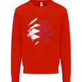 Torn Bahrain Flag Bahraini Day Football Mens Sweatshirt Jumper Bright Red