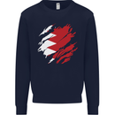 Torn Bahrain Flag Bahraini Day Football Mens Sweatshirt Jumper Navy Blue