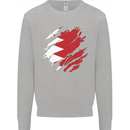 Torn Bahrain Flag Bahraini Day Football Mens Sweatshirt Jumper Sports Grey