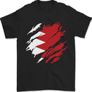 Torn Bahrain Flag Bahraini Day Football Mens T-Shirt 100% Cotton Black