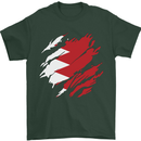 Torn Bahrain Flag Bahraini Day Football Mens T-Shirt 100% Cotton Forest Green