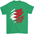 Torn Bahrain Flag Bahraini Day Football Mens T-Shirt 100% Cotton Irish Green