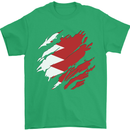 Torn Bahrain Flag Bahraini Day Football Mens T-Shirt 100% Cotton Irish Green