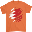 Torn Bahrain Flag Bahraini Day Football Mens T-Shirt 100% Cotton Orange