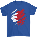 Torn Bahrain Flag Bahraini Day Football Mens T-Shirt 100% Cotton Royal Blue