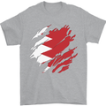 Torn Bahrain Flag Bahraini Day Football Mens T-Shirt 100% Cotton Sports Grey