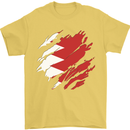 Torn Bahrain Flag Bahraini Day Football Mens T-Shirt 100% Cotton Yellow