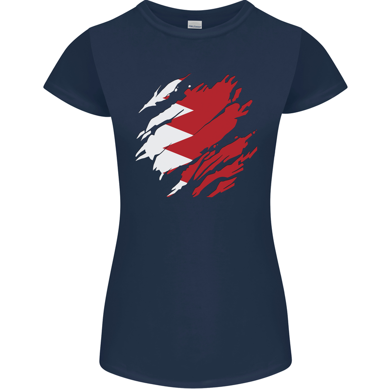 Torn Bahrain Flag Bahraini Day Football Womens Petite Cut T-Shirt Navy Blue