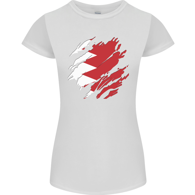 Torn Bahrain Flag Bahraini Day Football Womens Petite Cut T-Shirt White