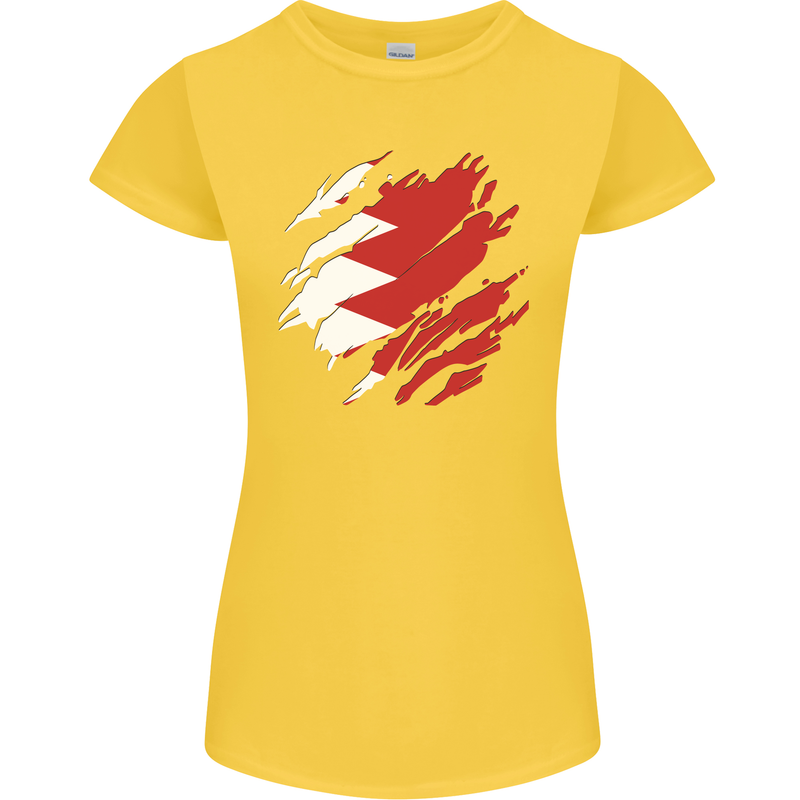 Torn Bahrain Flag Bahraini Day Football Womens Petite Cut T-Shirt Yellow