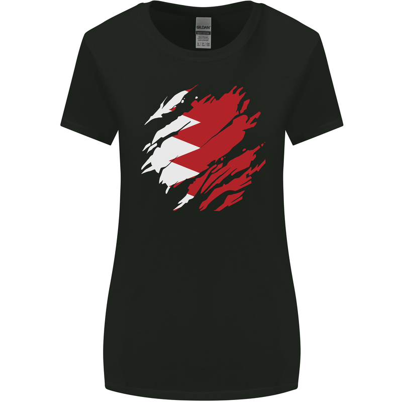 Torn Bahrain Flag Bahraini Day Football Womens Wider Cut T-Shirt Black