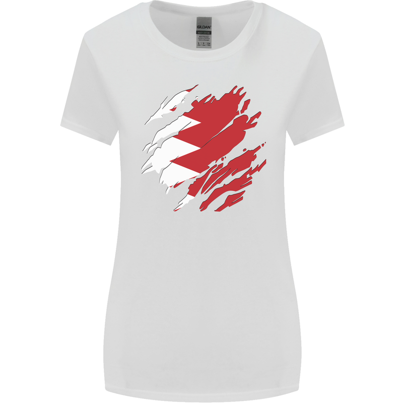 Torn Bahrain Flag Bahraini Day Football Womens Wider Cut T-Shirt White