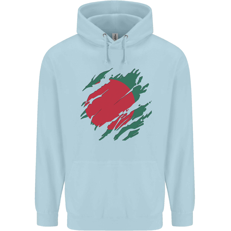 Torn Bangladesh Flag Bangladeshi Day Football Childrens Kids Hoodie Light Blue