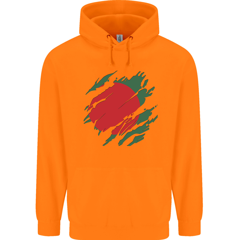 Torn Bangladesh Flag Bangladeshi Day Football Childrens Kids Hoodie Orange