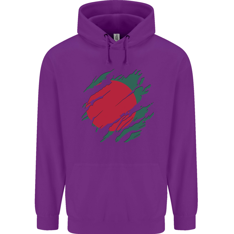 Torn Bangladesh Flag Bangladeshi Day Football Childrens Kids Hoodie Purple