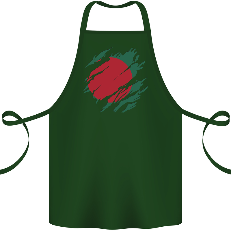 Torn Bangladesh Flag Bangladeshi Day Football Cotton Apron 100% Organic Forest Green