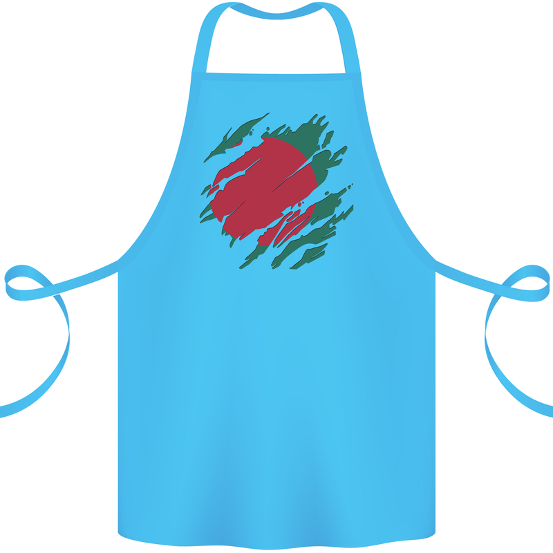 Torn Bangladesh Flag Bangladeshi Day Football Cotton Apron 100% Organic Turquoise