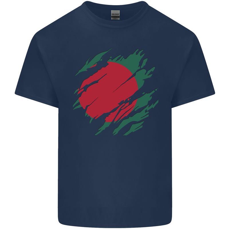 Torn Bangladesh Flag Bangladeshi Day Football Kids T-Shirt Childrens Navy Blue