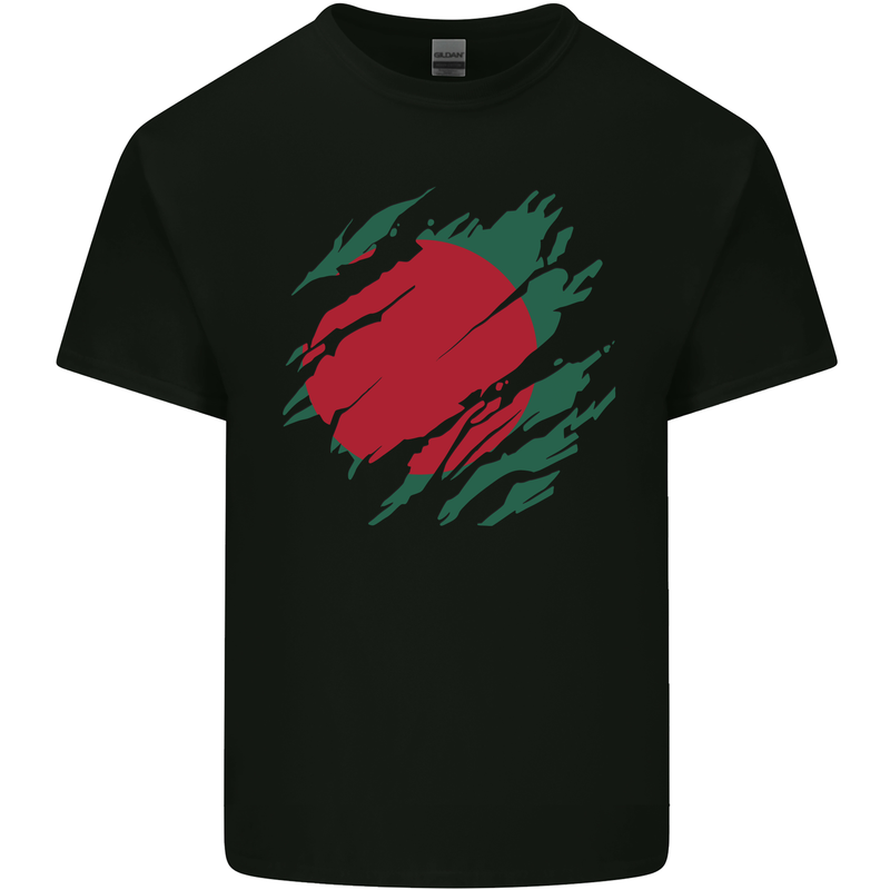 Torn Bangladesh Flag Bangladeshi Day Football Mens Cotton T-Shirt Tee Top Black
