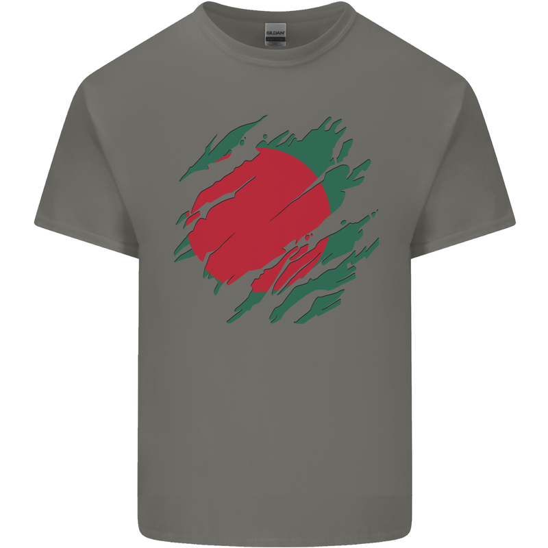 Torn Bangladesh Flag Bangladeshi Day Football Mens Cotton T-Shirt Tee Top Charcoal