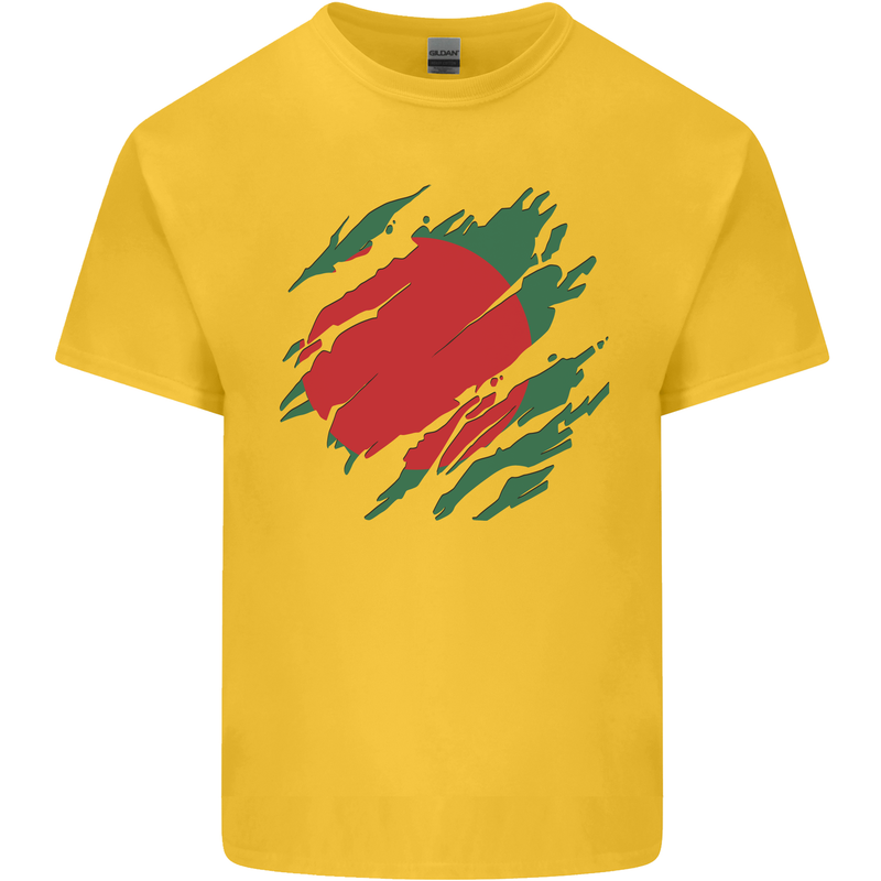 Torn Bangladesh Flag Bangladeshi Day Football Mens Cotton T-Shirt Tee Top Yellow