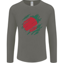 Torn Bangladesh Flag Bangladeshi Day Football Mens Long Sleeve T-Shirt Charcoal