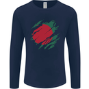 Torn Bangladesh Flag Bangladeshi Day Football Mens Long Sleeve T-Shirt Navy Blue
