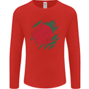 Torn Bangladesh Flag Bangladeshi Day Football Mens Long Sleeve T-Shirt Red