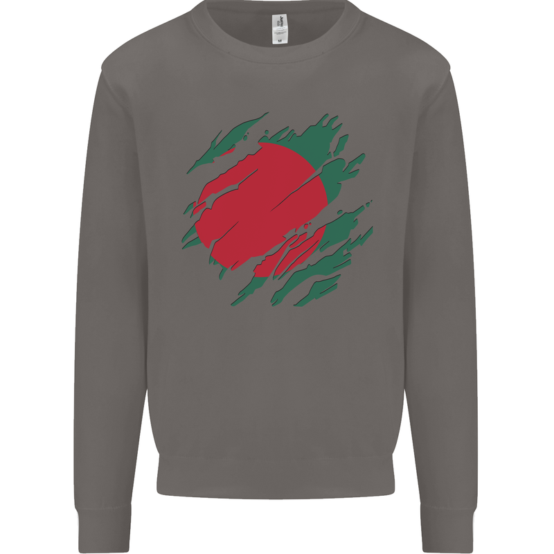 Torn Bangladesh Flag Bangladeshi Day Football Mens Sweatshirt Jumper Charcoal