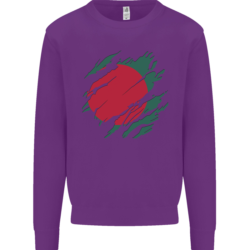 Torn Bangladesh Flag Bangladeshi Day Football Mens Sweatshirt Jumper Purple