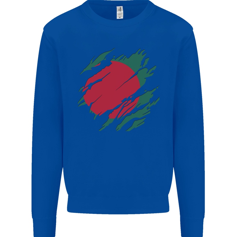 Torn Bangladesh Flag Bangladeshi Day Football Mens Sweatshirt Jumper Royal Blue