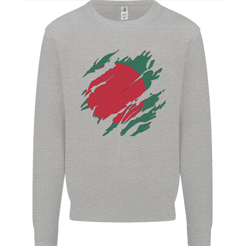 Torn Bangladesh Flag Bangladeshi Day Football Mens Sweatshirt Jumper Sports Grey