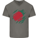 Torn Bangladesh Flag Bangladeshi Day Football Mens V-Neck Cotton T-Shirt Charcoal