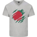 Torn Bangladesh Flag Bangladeshi Day Football Mens V-Neck Cotton T-Shirt Sports Grey