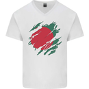 Torn Bangladesh Flag Bangladeshi Day Football Mens V-Neck Cotton T-Shirt White