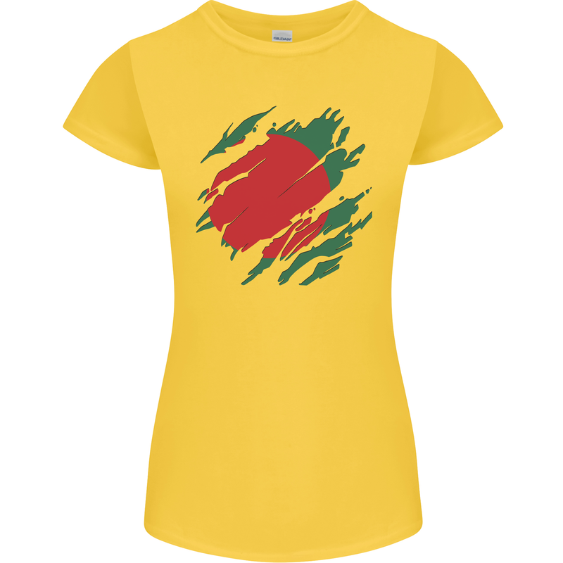 Torn Bangladesh Flag Bangladeshi Day Football Womens Petite Cut T-Shirt Yellow