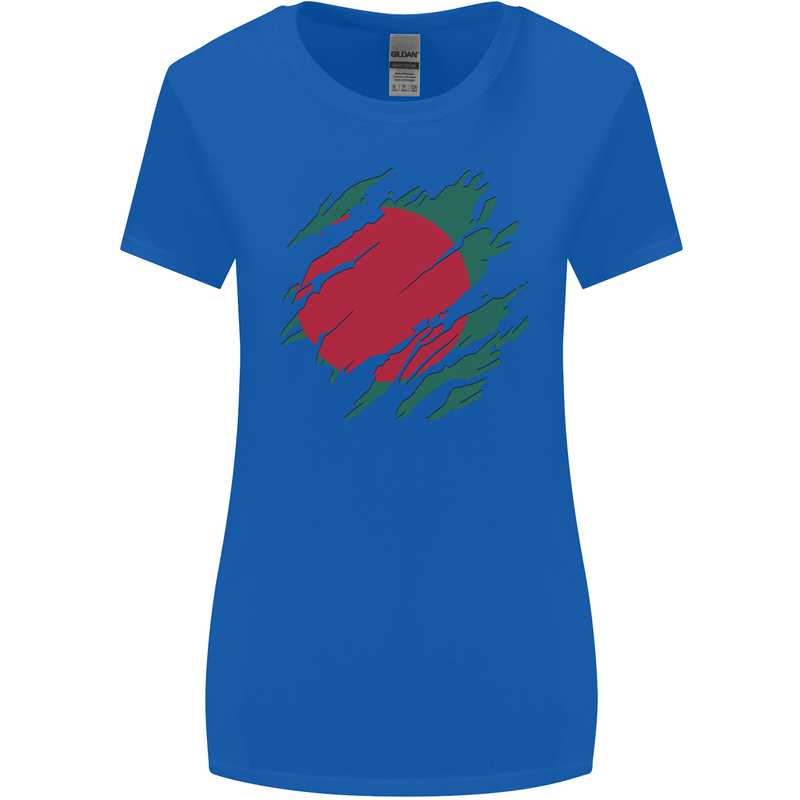 Torn Bangladesh Flag Bangladeshi Day Football Womens Wider Cut T-Shirt Royal Blue