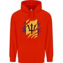 Torn Barbados Flag Barbadians Day Football Childrens Kids Hoodie Bright Red