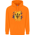Torn Barbados Flag Barbadians Day Football Childrens Kids Hoodie Orange