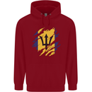 Torn Barbados Flag Barbadians Day Football Childrens Kids Hoodie Red